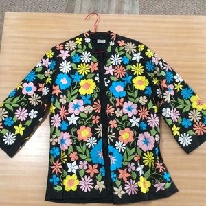 Vintage 1960s Mod Floral Embroidered Jacket